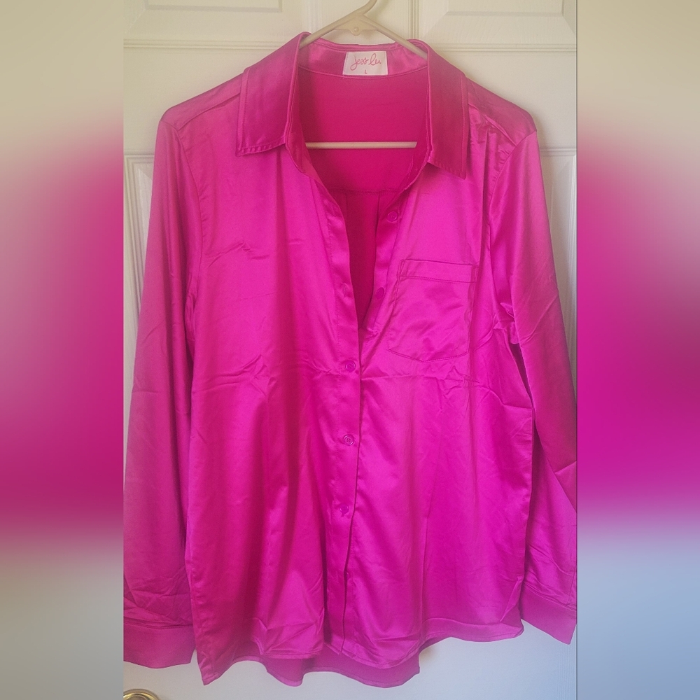 Vibrant Pink Button-Up Shirt